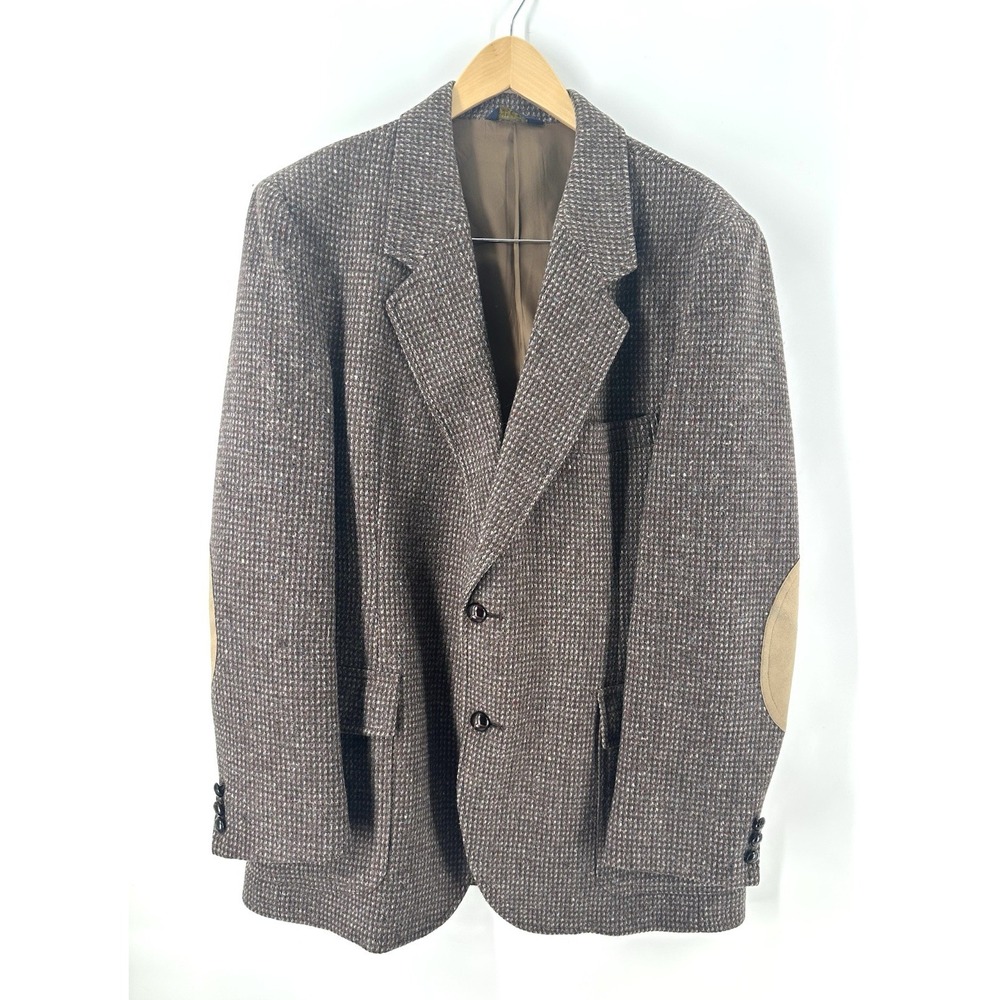 Pendleton Herringbone Tweed Wool Blazer‎ Gray Confetti 2 Button Coat Mens 44